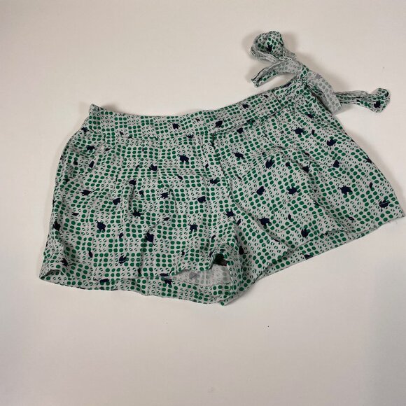 Cooperative Green Polka Dot Casual Shorts Sz 2 Womens Mid Rise Tie Waist Pockets - Picture 1 of 10